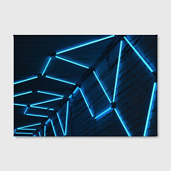 Холст прямоугольный Неоновые лампы и кирпичный эффект - Голубой, цвет: 3D-принт — фото 2