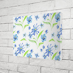 Холст прямоугольный Цветы Синие Нарисованные Карандашами, цвет: 3D-принт — фото 2