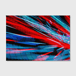 Холст прямоугольный Неоновые прерывающиеся линии - Красный и голубой, цвет: 3D-принт — фото 2