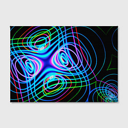 Холст прямоугольный Неоновое множество линий - Голубой, цвет: 3D-принт — фото 2