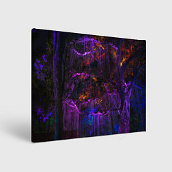 Картина прямоугольная Неоновые лучи и листья - Фиолетовый