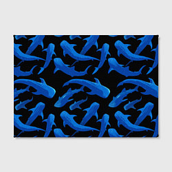 Холст прямоугольный Стая акул - паттерн, цвет: 3D-принт — фото 2