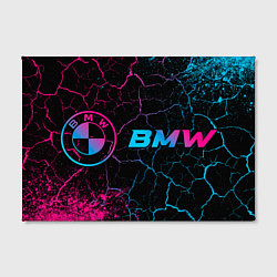 Холст прямоугольный BMW - neon gradient: надпись и символ, цвет: 3D-принт — фото 2