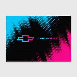 Холст прямоугольный Chevrolet - neon gradient: надпись и символ, цвет: 3D-принт — фото 2