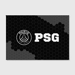 Холст прямоугольный PSG sport на темном фоне: надпись и символ, цвет: 3D-принт — фото 2