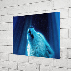 Холст прямоугольный Волк воет ну зимнее ночное небо, цвет: 3D-принт — фото 2