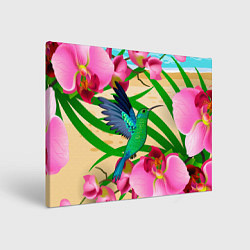 Холст прямоугольный Колибри и орхидеи, цвет: 3D-принт