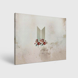 Холст прямоугольный BTS Logo And Flowers, цвет: 3D-принт