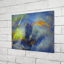 Холст прямоугольный Абстрактные мазки красок и силуэт - Синий, цвет: 3D-принт — фото 2