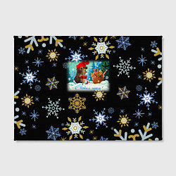 Холст прямоугольный Новый год ёжик и корзинка, цвет: 3D-принт — фото 2