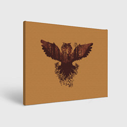 Холст прямоугольный Летящая сова и осенний лес, цвет: 3D-принт