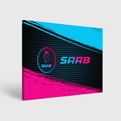 Картина прямоугольная Saab - neon gradient: надпись и символ