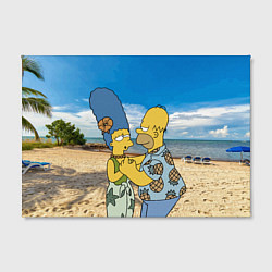Холст прямоугольный Гомер Симпсон танцует с Мардж на пляже, цвет: 3D-принт — фото 2