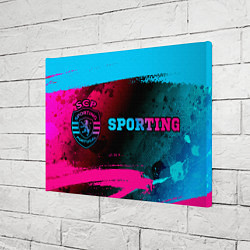 Холст прямоугольный Sporting - neon gradient: надпись и символ, цвет: 3D-принт — фото 2