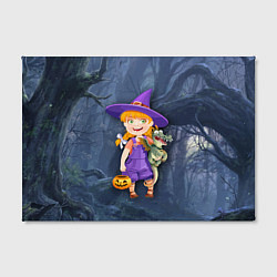 Холст прямоугольный Ведьма малолетка в тёмном лесу с дракончиком, цвет: 3D-принт — фото 2