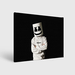 Холст прямоугольный Marshmello на чёрном фоне, цвет: 3D-принт