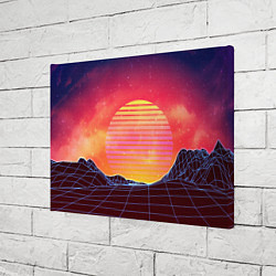 Холст прямоугольный Абстрактные 3D неоновые горы на закате, цвет: 3D-принт — фото 2