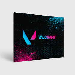 Холст прямоугольный Valorant - neon gradient: надпись и символ, цвет: 3D-принт