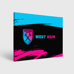 Холст прямоугольный West Ham - neon gradient: надпись и символ, цвет: 3D-принт