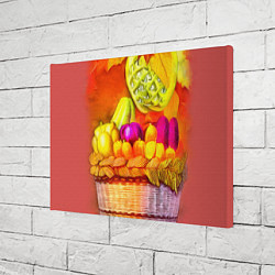Холст прямоугольный Спелые фрукты и овощи в плетеной корзине, цвет: 3D-принт — фото 2