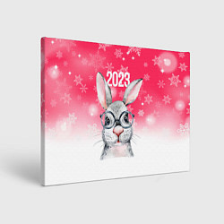 Холст прямоугольный 2023 год - кролик в очках, цвет: 3D-принт