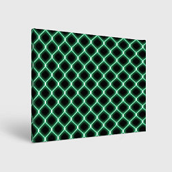 Холст прямоугольный Зелёная неоновая сетка, цвет: 3D-принт
