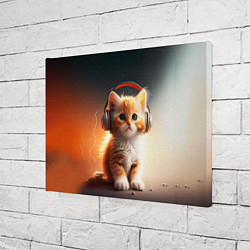 Холст прямоугольный Милый рыжий котёнок в наушниках, цвет: 3D-принт — фото 2