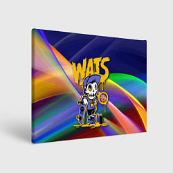 Холст прямоугольный Whats - скелет со скейтбордом - граффити, цвет: 3D-принт