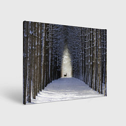 Холст прямоугольный Олень в зимнем лесу, цвет: 3D-принт
