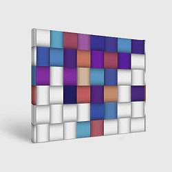 Холст прямоугольный Геометрическое множество разноцветных квадратов, цвет: 3D-принт