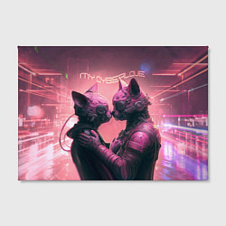 Холст прямоугольный Влюбленные кибер-котики, цвет: 3D-принт — фото 2