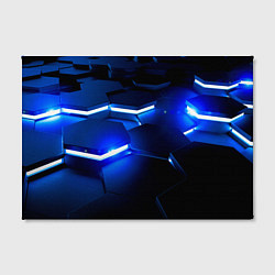 Холст прямоугольный Металлические соты с синей подсветкой, цвет: 3D-принт — фото 2