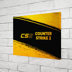 Холст прямоугольный Counter Strike 2 - gold gradient: надпись и символ, цвет: 3D-принт — фото 2