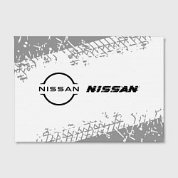 Холст прямоугольный Nissan speed на светлом фоне со следами шин: надпи, цвет: 3D-принт — фото 2