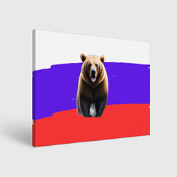 Холст прямоугольный Медведь на флаге, цвет: 3D-принт