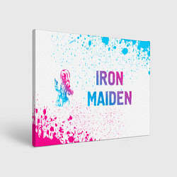 Холст прямоугольный Iron Maiden neon gradient style: надпись и символ, цвет: 3D-принт