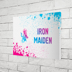 Холст прямоугольный Iron Maiden neon gradient style: надпись и символ, цвет: 3D-принт — фото 2