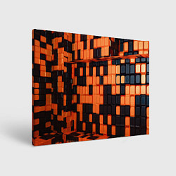 Холст прямоугольный Чёрные и оранжевые кубики, цвет: 3D-принт