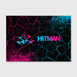 Холст прямоугольный Hitman - neon gradient: надпись и символ, цвет: 3D-принт — фото 2