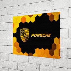 Холст прямоугольный Porsche - gold gradient: надпись и символ, цвет: 3D-принт — фото 2