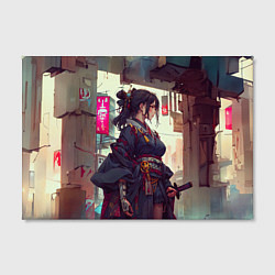 Холст прямоугольный Кибер самурай девушка, цвет: 3D-принт — фото 2