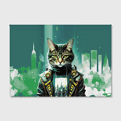 Холст прямоугольный Funny cat on the background of skyscrapers, цвет: 3D-принт — фото 2