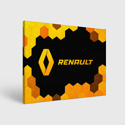 Холст прямоугольный Renault - gold gradient: надпись и символ, цвет: 3D-принт