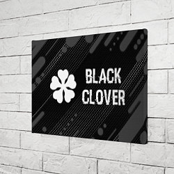 Холст прямоугольный Black Clover glitch на темном фоне: надпись и симв, цвет: 3D-принт — фото 2