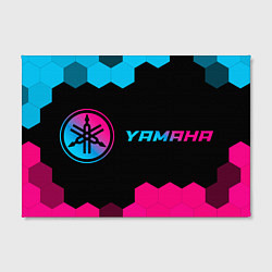 Холст прямоугольный Yamaha - neon gradient: надпись и символ, цвет: 3D-принт — фото 2