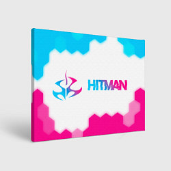 Картина прямоугольная Hitman neon gradient style: надпись и символ