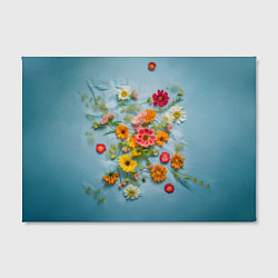 Холст прямоугольный Букет полевых цветов на ткани, цвет: 3D-принт — фото 2
