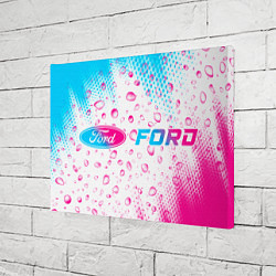 Холст прямоугольный Ford neon gradient style: надпись и символ, цвет: 3D-принт — фото 2