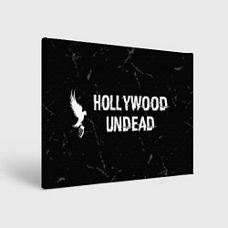 Картина прямоугольная Hollywood Undead glitch на темном фоне: надпись и