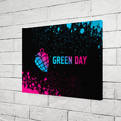 Холст прямоугольный Green Day - neon gradient: надпись и символ, цвет: 3D-принт — фото 2